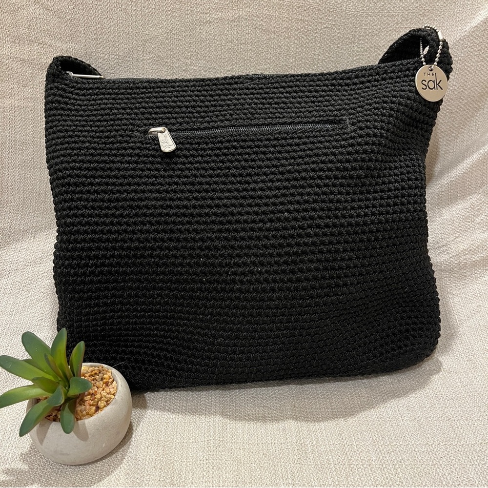 The Sak Black Crochet Shoulder Bag